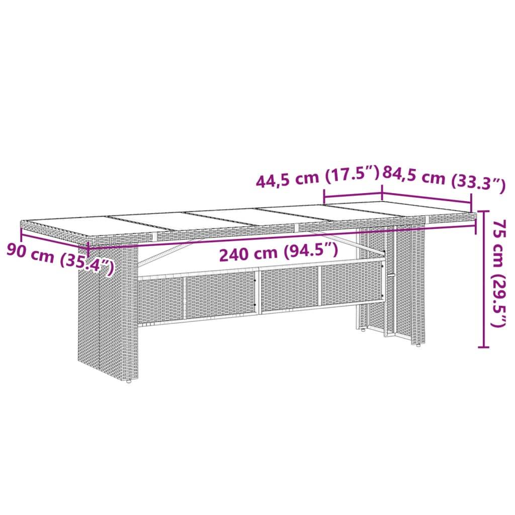 Table de Jardin XXL Noire 240 cm 10 à 12 Personnes en Résine Tressée et Plateau Verre – ComfortXL Outdoor Living - Image 7