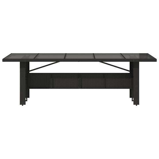 Table de Jardin XXL Noire 240 cm 10 à 12 Personnes en Résine Tressée et Plateau Verre – ComfortXL Outdoor Living - Image 4