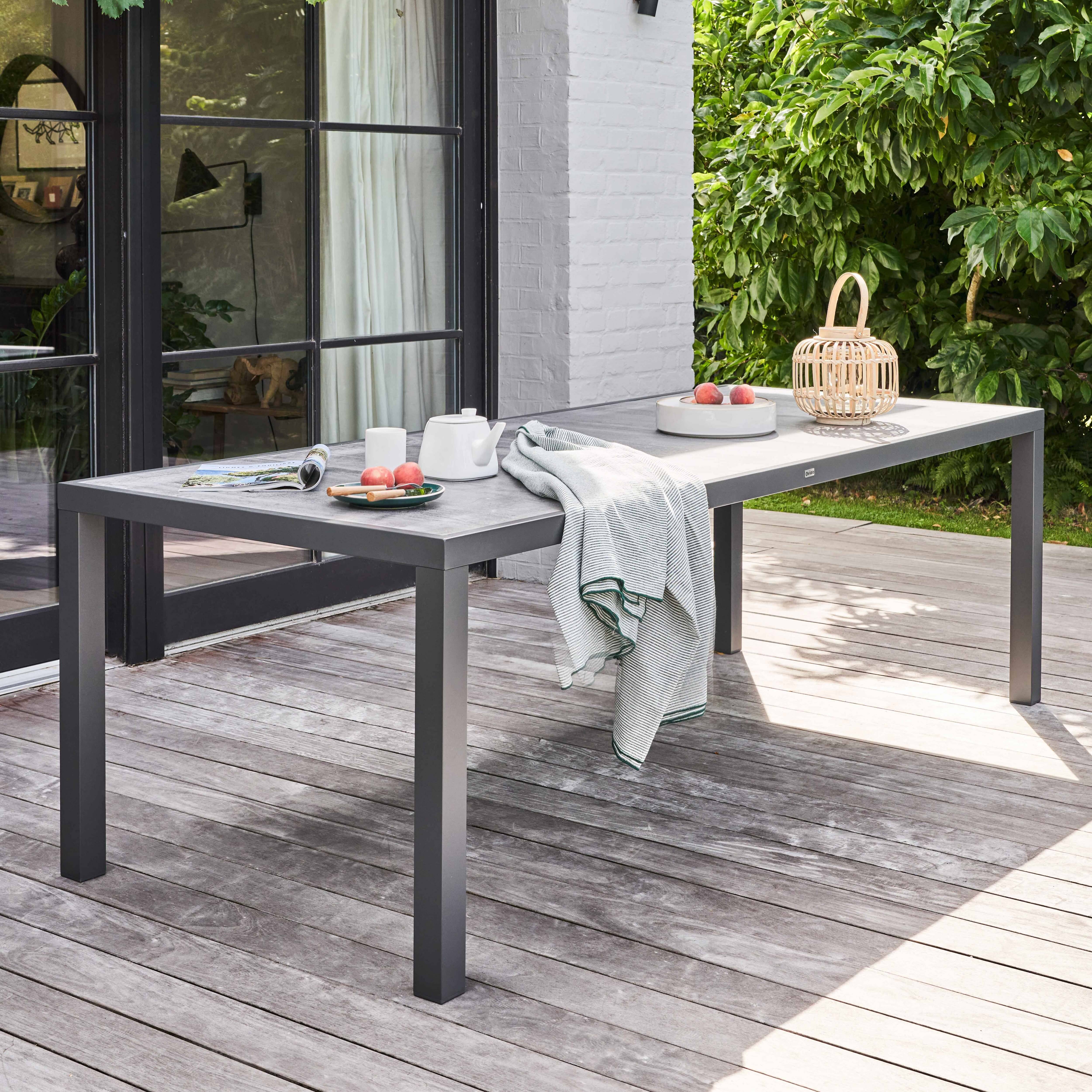 Oviala - Table de jardin en aluminium et céramique 10 places effet béton - Oviala - Imagen 2