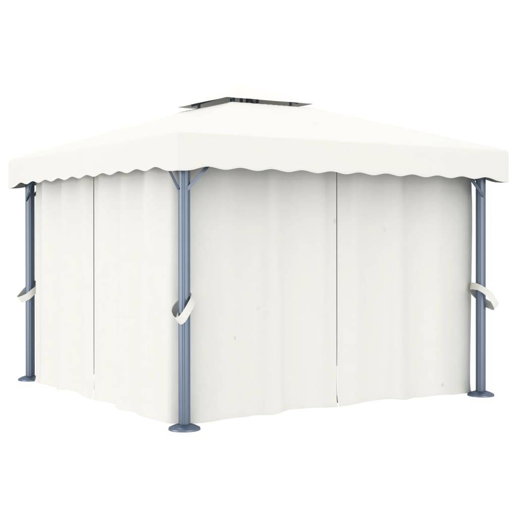 Belvédère Aluminium Acier Moustiquaires et Rideaux pour Jardin Fête Blanc Crème 3x3 m – ComfortXL Outdoor Living - Image 1
