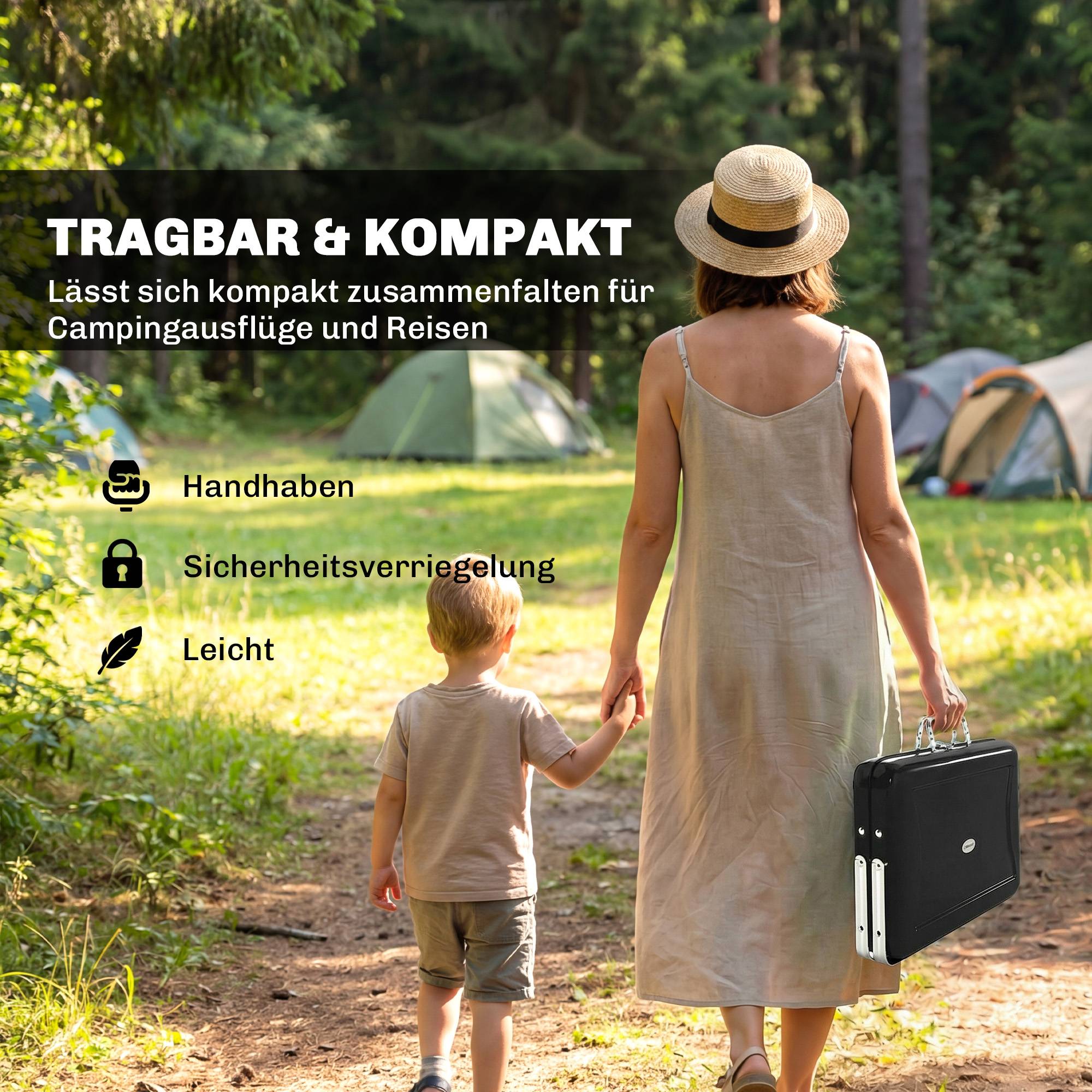 ComfortXL - Barbecue à charbon portable inox 40 x 28 x 25,5 cm noir camping pique-nique grille pliable transport facile - Image 4