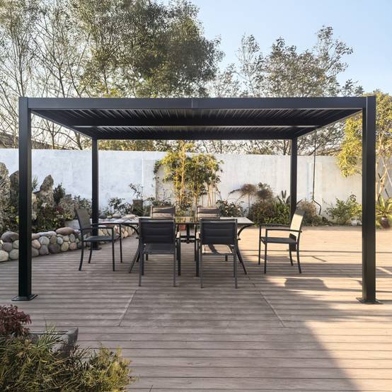 Pergola bioclimatique 4x3m structure et lames en aluminium noir NAXOS - Image 2