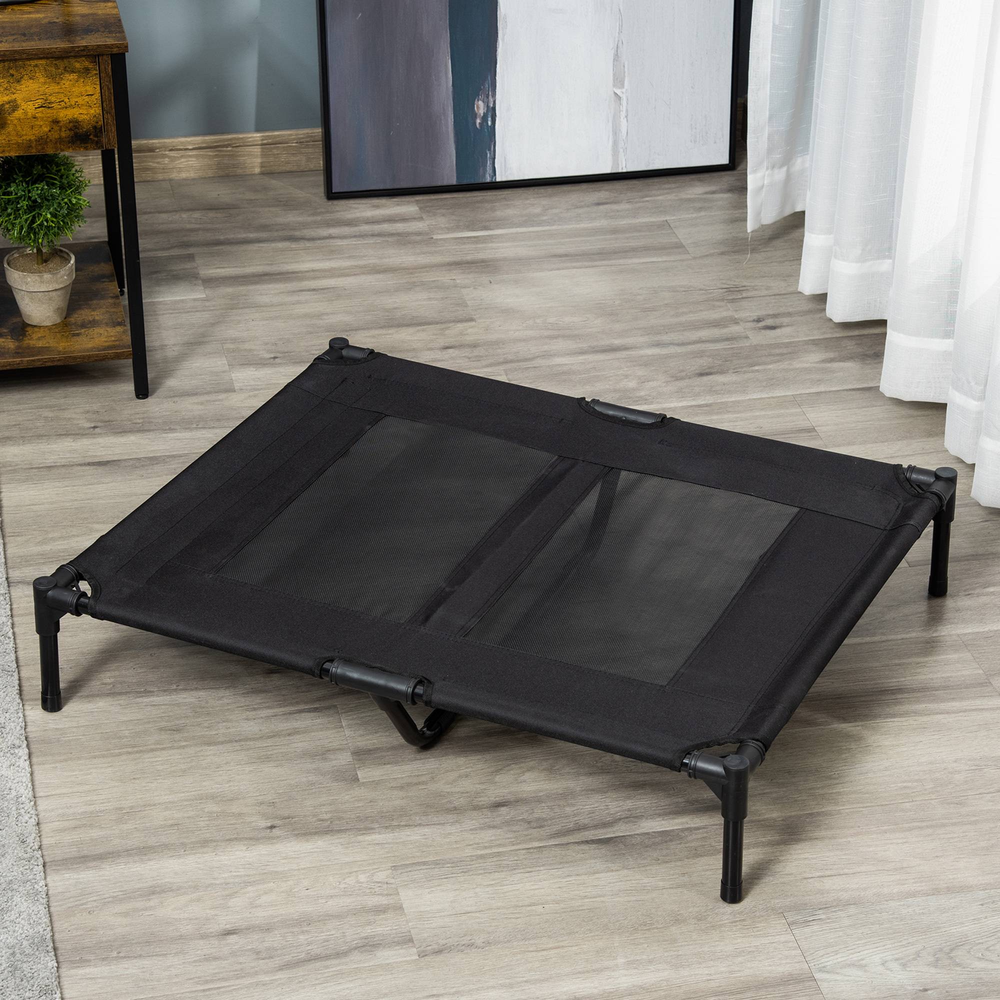Lit surélevé chien chat camp textilène respirant extérieur 92x76x18cm noir - ComfortXL Outdoor Living - Image 3