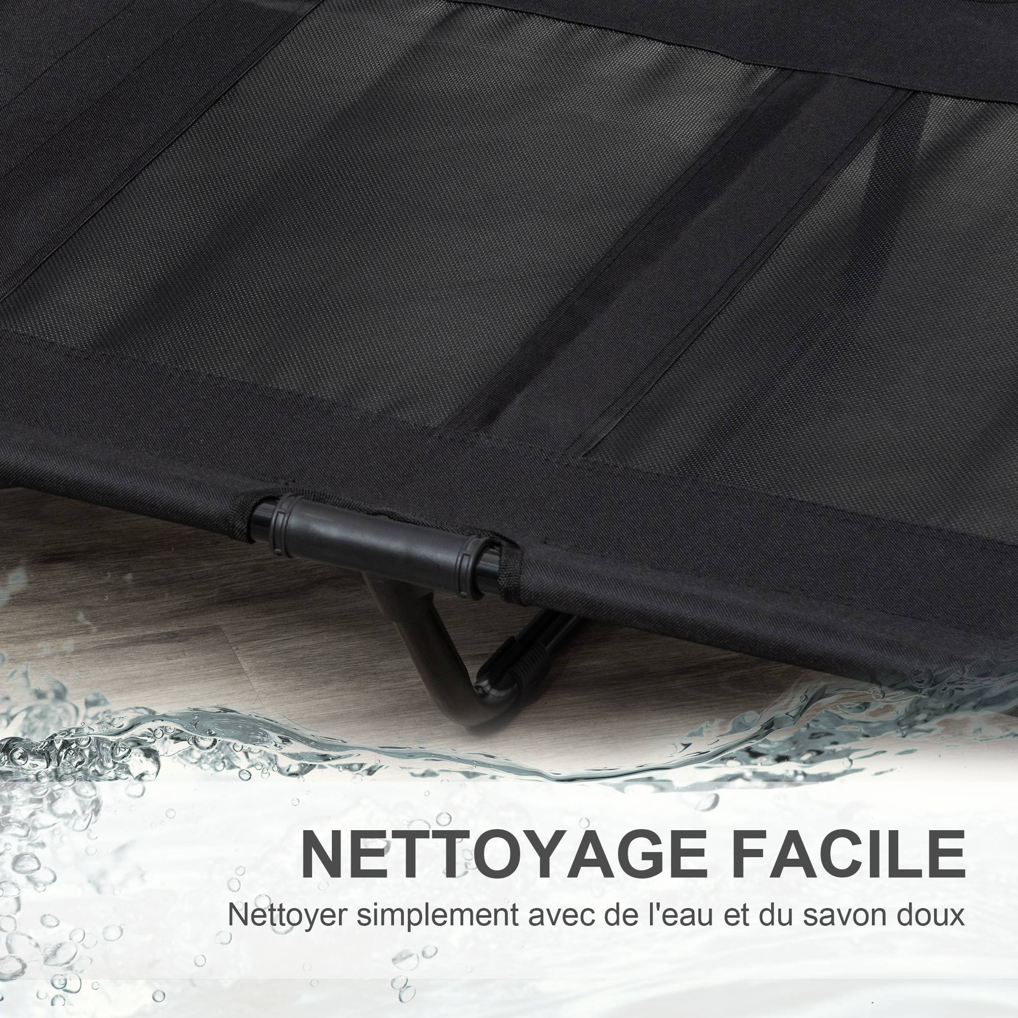 Lit surélevé chien chat camp textilène respirant extérieur 92x76x18cm noir - ComfortXL Outdoor Living - Image 7