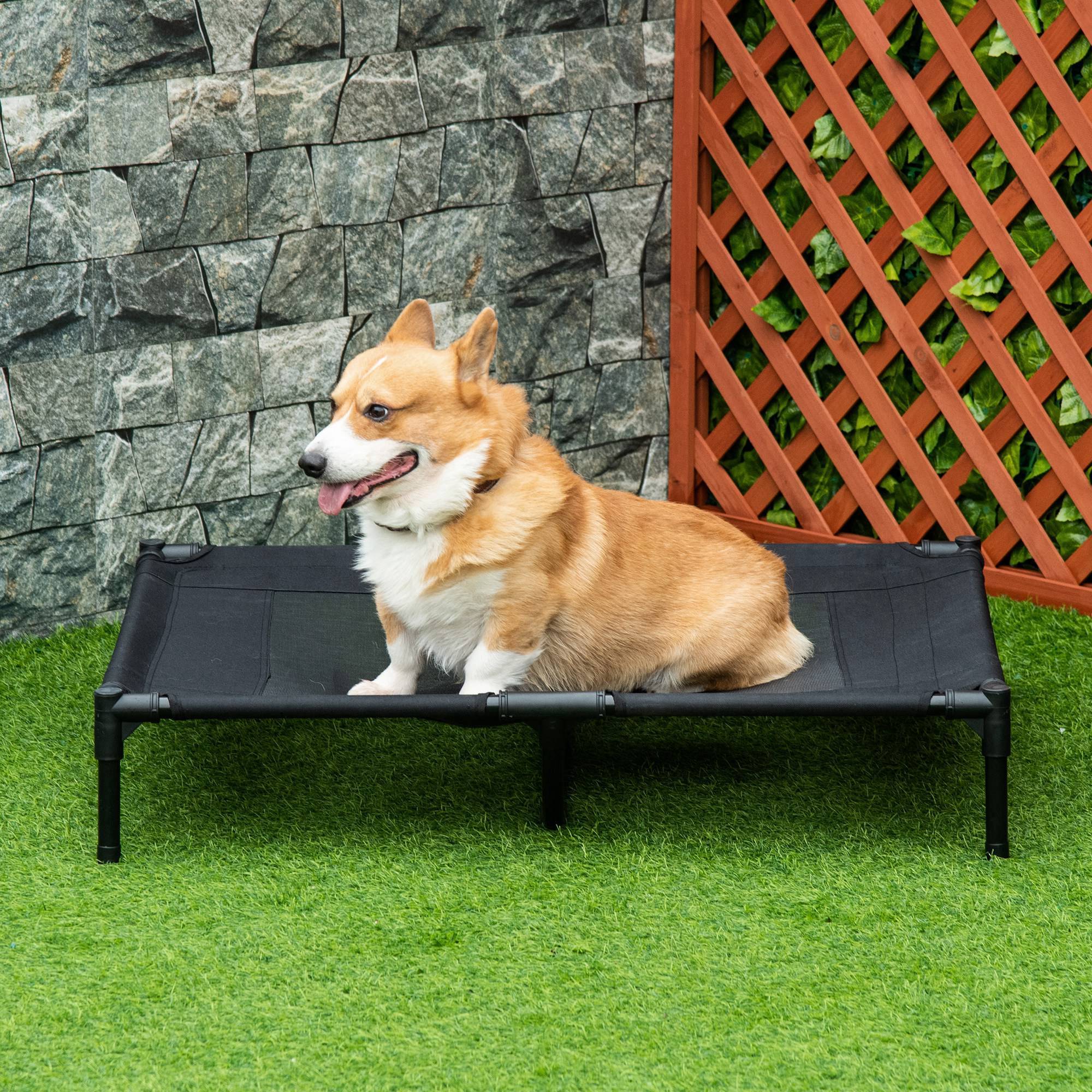 Lit surélevé chien chat camp textilène respirant extérieur 92x76x18cm noir - ComfortXL Outdoor Living - Image 4