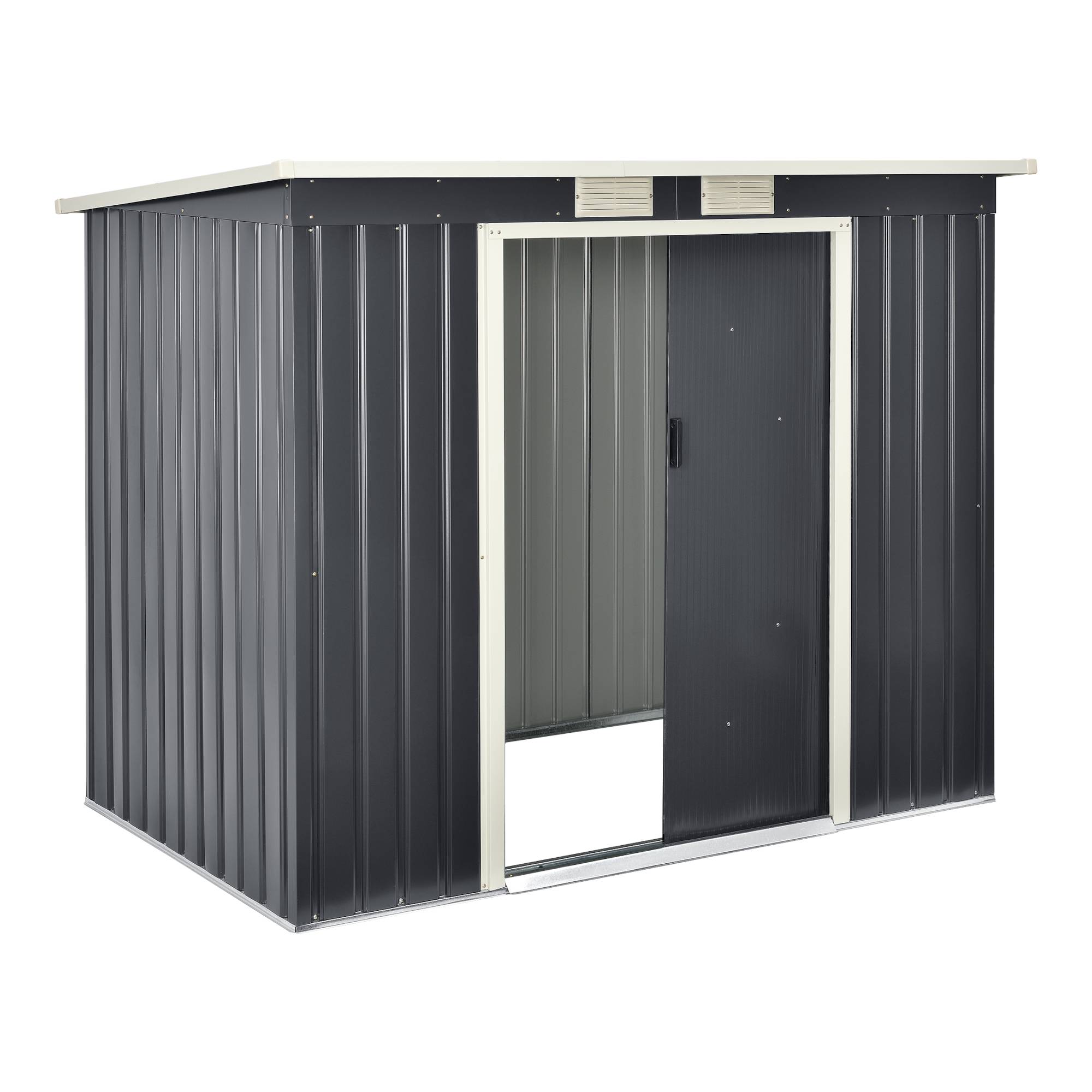 Abri de Jardin 213x130x173 cm Toit en Appentis Tôles en Acier Galvanisées Gris Foncé [en.casa] - Imagen 3