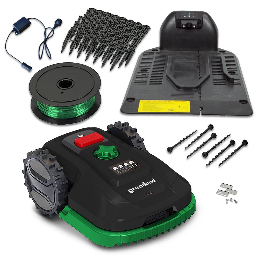 Greatland - Robot tondeuse 20V avec fil périmétrique - 900M² - Largeur de coupe 18cm