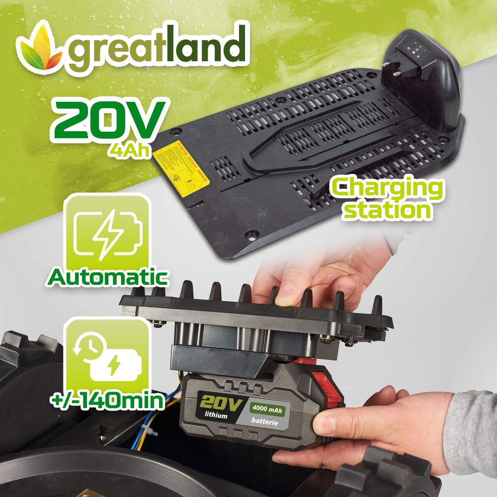 Greatland - Robot tondeuse 20V avec fil périmétrique - 900M² - Largeur de coupe 18cm - Image 3