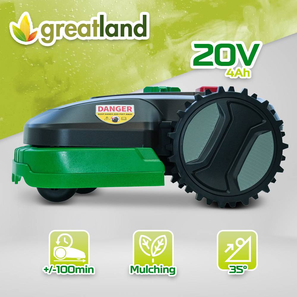 Greatland - Robot tondeuse 20V avec fil périmétrique - 900M² - Largeur de coupe 18cm - Image 4