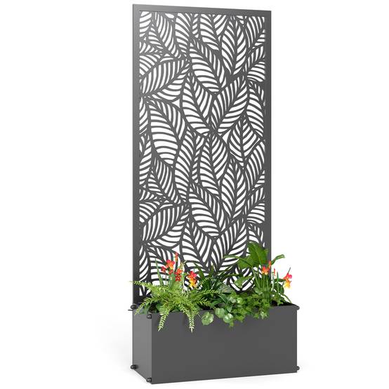Outsunny - Jardinière avec treillis avec brise-vue - pour plantes grimpantes - métal - 45 x 21,5 x 110 cm - noir - Outsunny - Image 1