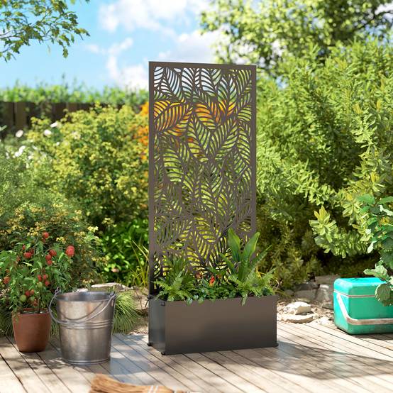 Outsunny - Jardinière avec treillis avec brise-vue - pour plantes grimpantes - métal - 45 x 21,5 x 110 cm - noir - Outsunny - Image 10