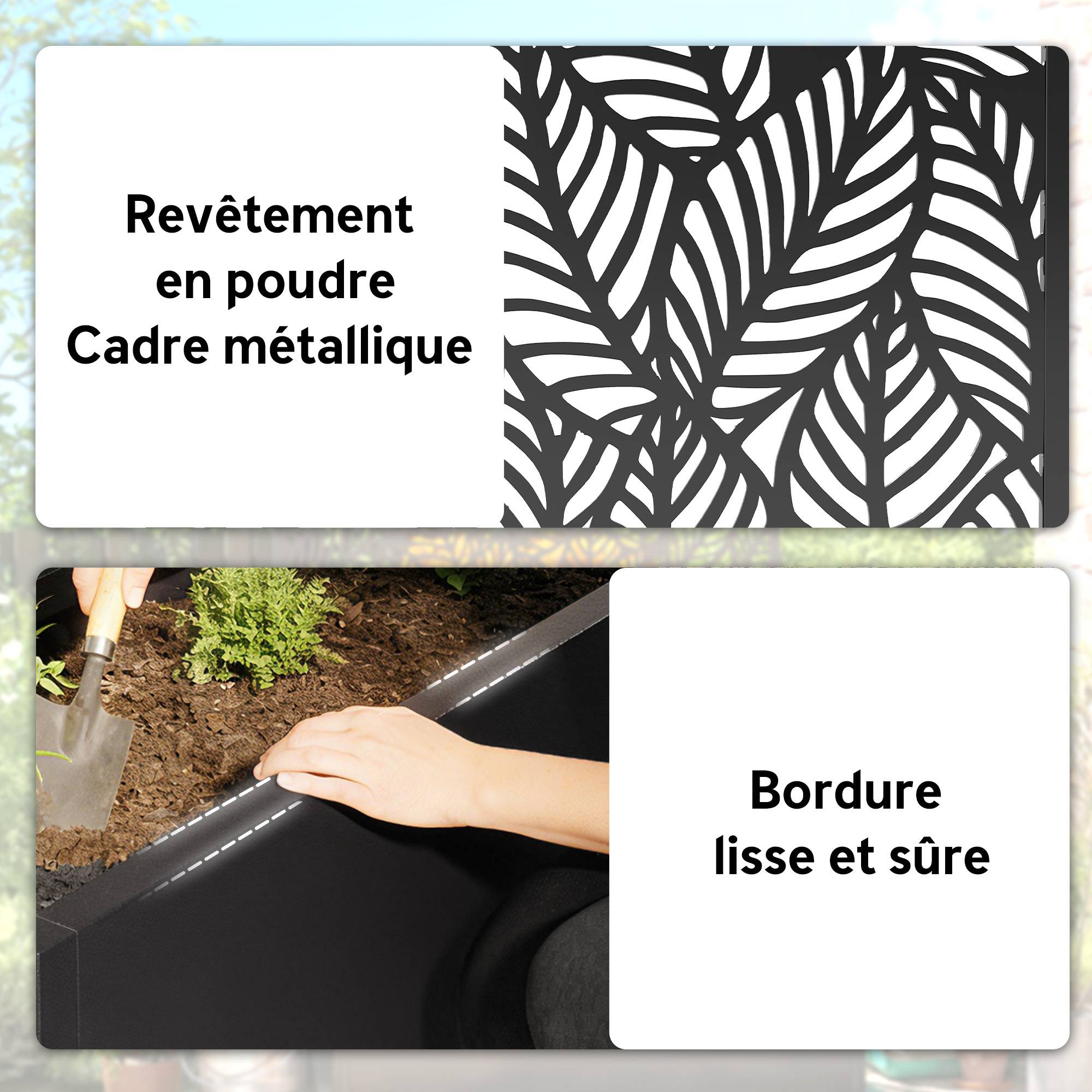 Outsunny - Jardinière avec treillis avec brise-vue - pour plantes grimpantes - métal - 45 x 21,5 x 110 cm - noir - Outsunny - Image 8