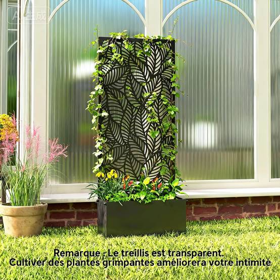 Outsunny - Jardinière avec treillis avec brise-vue - pour plantes grimpantes - métal - 45 x 21,5 x 110 cm - noir - Outsunny - Image 9