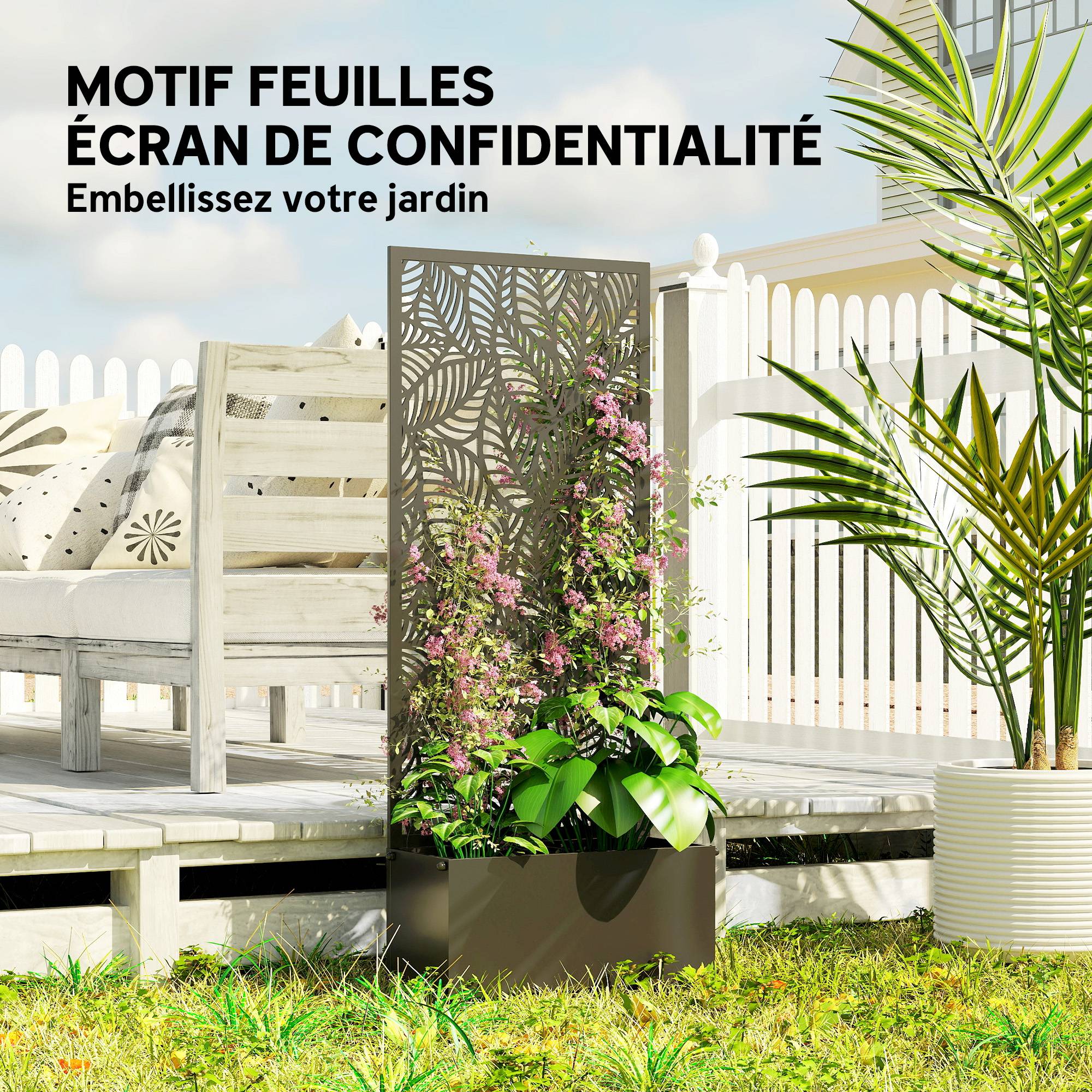 Outsunny - Jardinière avec treillis avec brise-vue - pour plantes grimpantes - métal - 45 x 21,5 x 110 cm - noir - Outsunny - Image 7