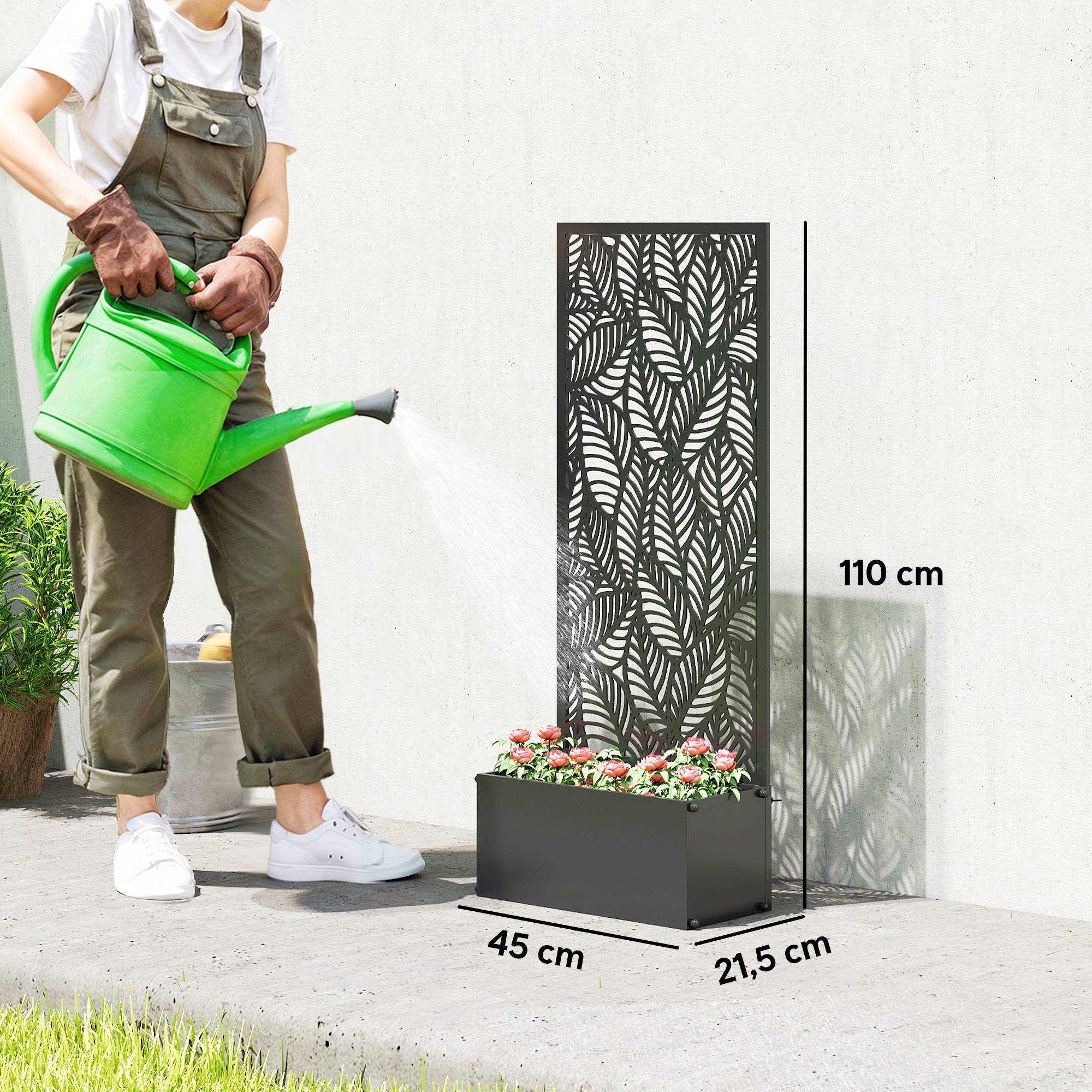 Outsunny - Jardinière avec treillis avec brise-vue - pour plantes grimpantes - métal - 45 x 21,5 x 110 cm - noir - Outsunny - Image 3