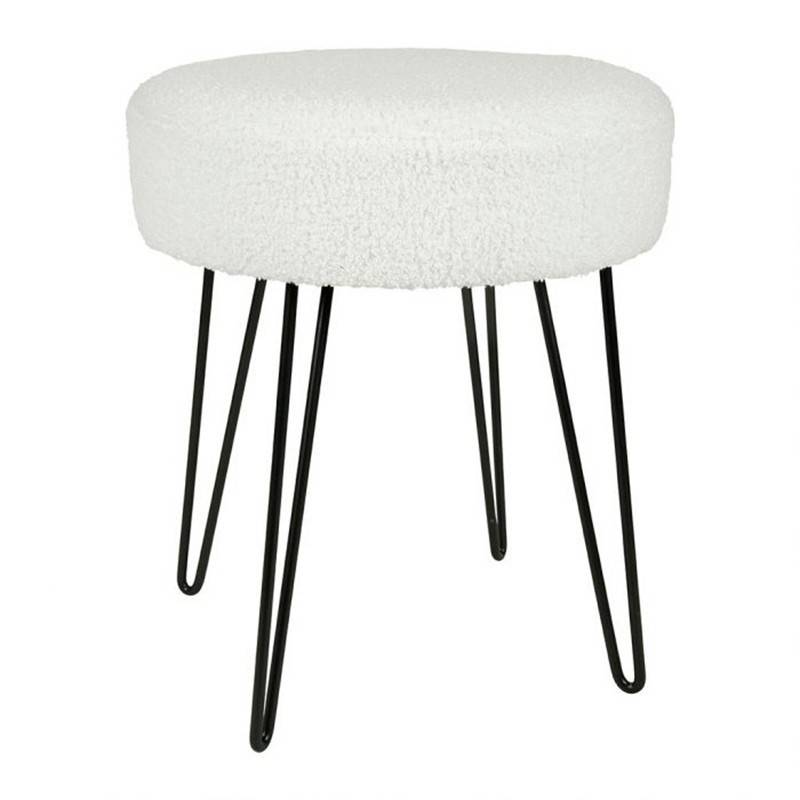 Ostaria - Tabouret bouclette blanc pieds métal Ostaria - Image 1