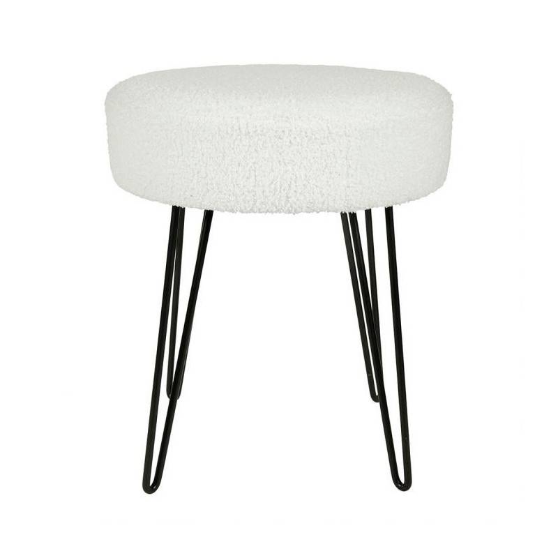 Ostaria - Tabouret bouclette blanc pieds métal Ostaria - Image 2