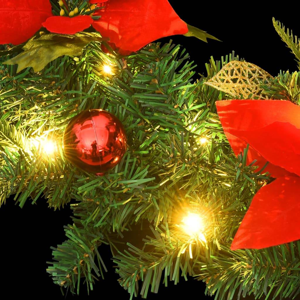 Couronne de Noël - Guirlande de Noël - Décorations De Noël avec lumières LED vert 60 cm PVC-JU11984 - Image 6