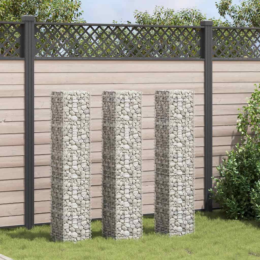 Lot de 3 Lits Surélevés Gabion en Fer Mur de Soutènement Décoratif 30x30x150 cm - ComfortXL Outdoor Living - Image 2