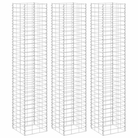 Lot de 3 Lits Surélevés Gabion en Fer Mur de Soutènement Décoratif 30x30x150 cm - ComfortXL Outdoor Living - Image 1