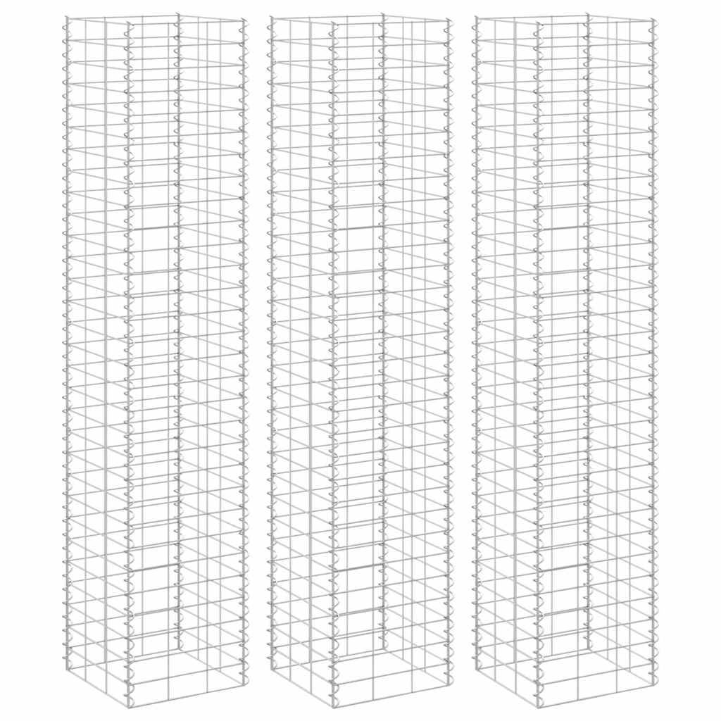 Lot de 3 Lits Surélevés Gabion en Fer Mur de Soutènement Décoratif 30x30x150 cm - ComfortXL Outdoor Living - Image 1