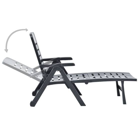 Bain de soleil pliable - Transat - Chaise longue Plastique Anthracite - MEUBLE PRO - Image 5