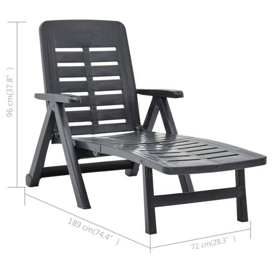 Bain de soleil pliable - Transat - Chaise longue Plastique Anthracite - MEUBLE PRO - Image 9