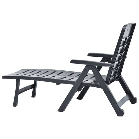 Bain de soleil pliable - Transat - Chaise longue Plastique Anthracite - MEUBLE PRO - Image 6