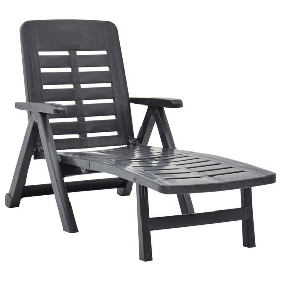 Bain de soleil pliable - Transat - Chaise longue Plastique Anthracite - MEUBLE PRO - Image 2