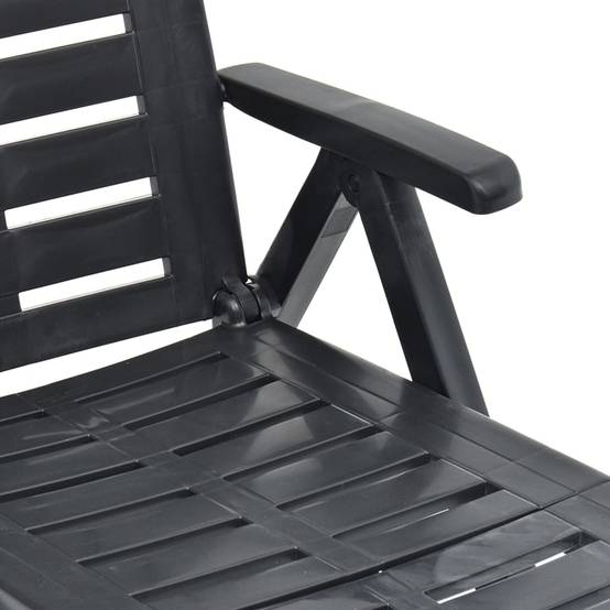 Bain de soleil pliable - Transat - Chaise longue Plastique Anthracite - MEUBLE PRO - Image 8