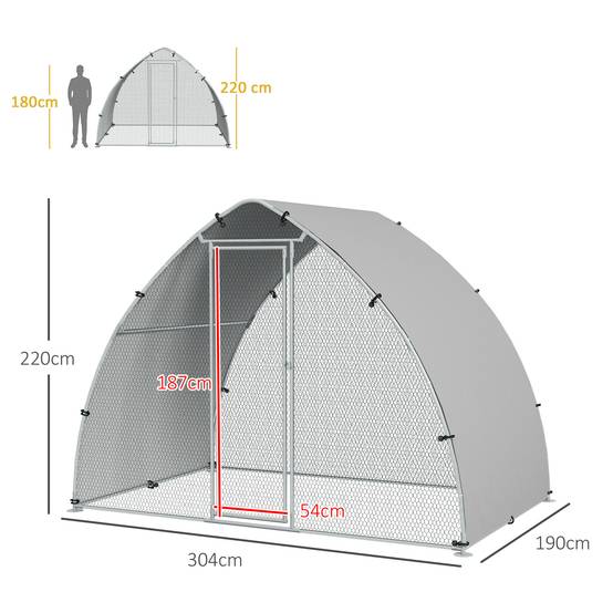 Grand enclos poulailler chenil volière extérieure 5,75m² toit anti-UV toit anti-UV, acier galvanisé, porte verouillable - Image 5