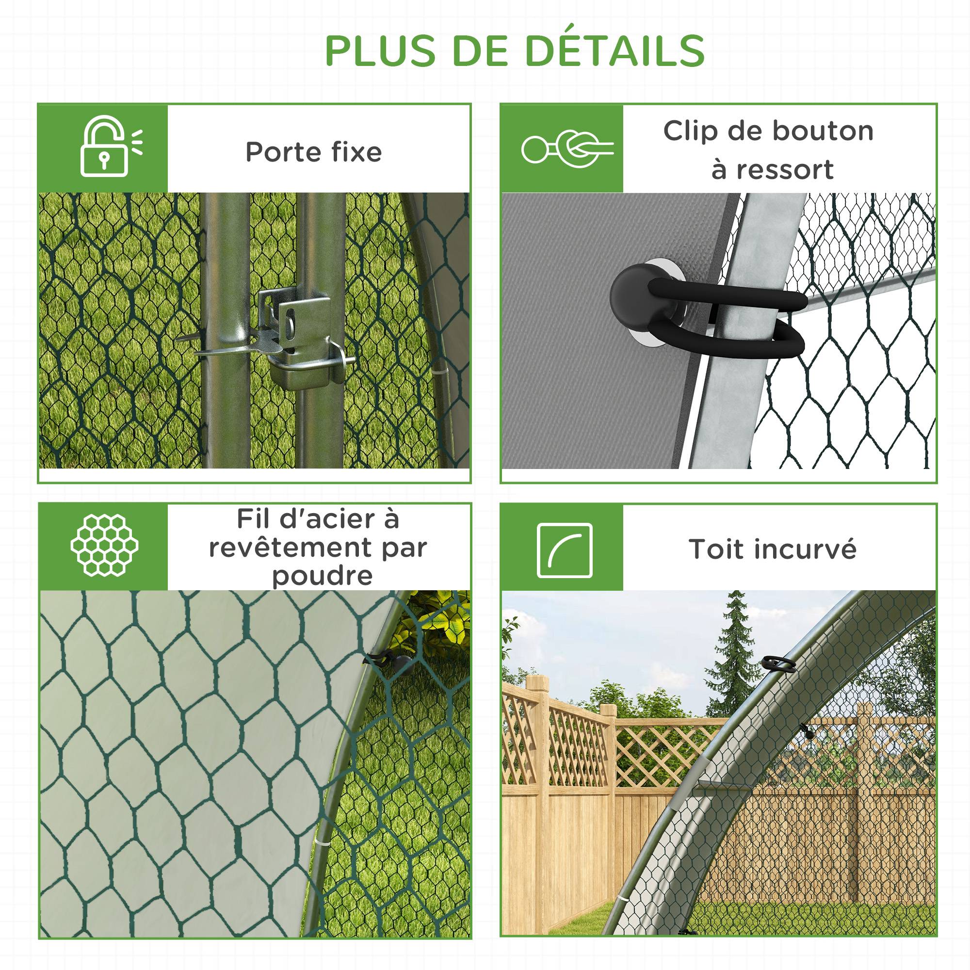 Grand enclos poulailler chenil volière extérieure 5,75m² toit anti-UV toit anti-UV, acier galvanisé, porte verouillable - Image 9