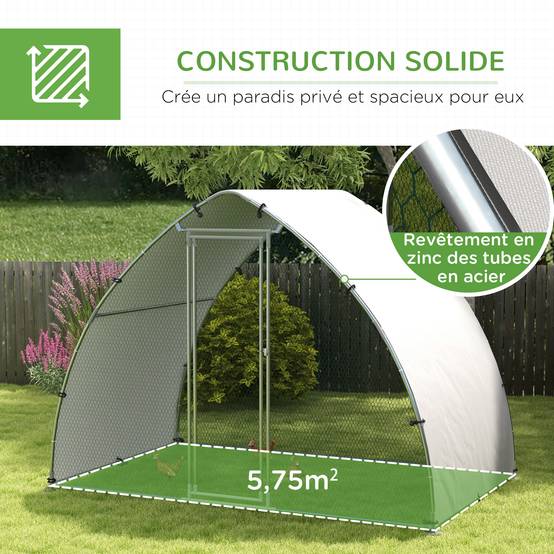 Grand enclos poulailler chenil volière extérieure 5,75m² toit anti-UV toit anti-UV, acier galvanisé, porte verouillable - Image 8