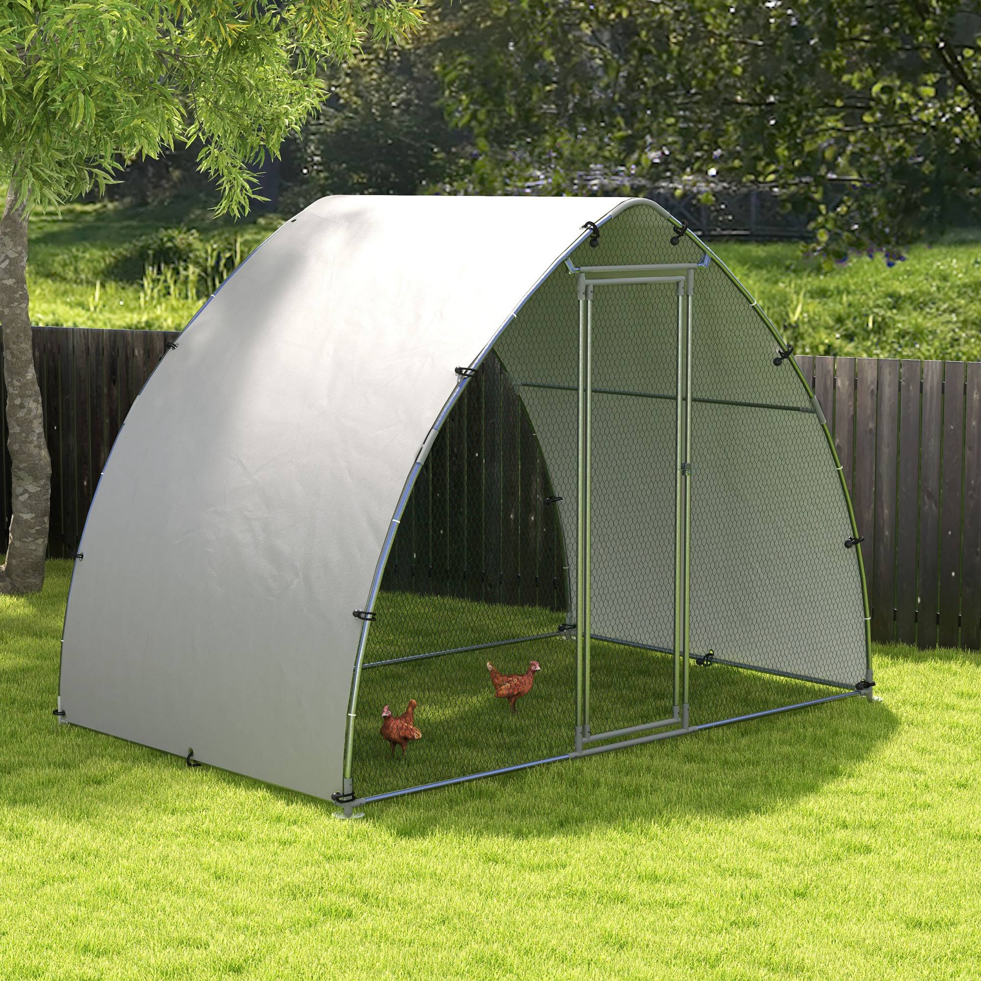 Grand enclos poulailler chenil volière extérieure 5,75m² toit anti-UV toit anti-UV, acier galvanisé, porte verouillable - Image 4