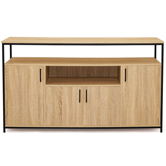 Buffet 140 cm DETROIT 4 portes avec niche design industriel - Image 3