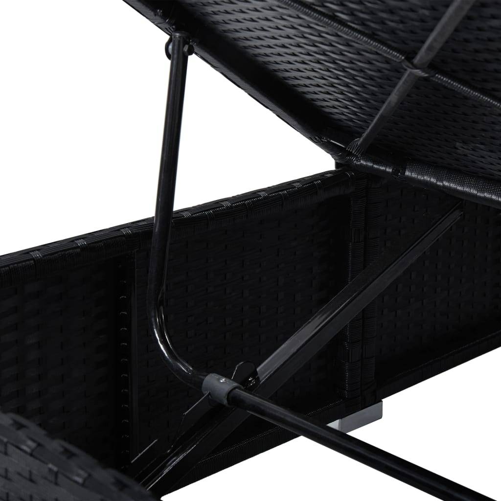 Helloshop26 - Transat chaise longue bain de soleil lit de jardin terrasse meuble d'extérieur avec coussin et table à thé résine tressée noir - Imagen 5