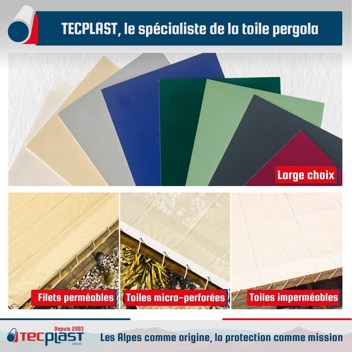 Tecplast - Toile Pergola Blanc Crème 2,5x3 m LP506PR - Garantie 5 ans - Bâche Pergola ou Tonnelle étanche en PVC pour terrasse TECPLAST - Imagen 6