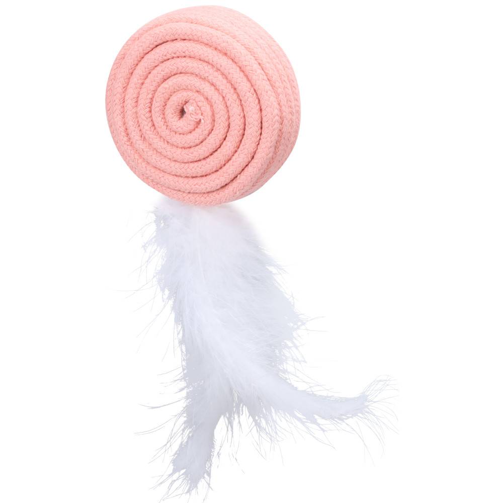 Jouet pour chat Poppy Disque plume , vert ou rose ou jaune, 15 cm. - Image 3