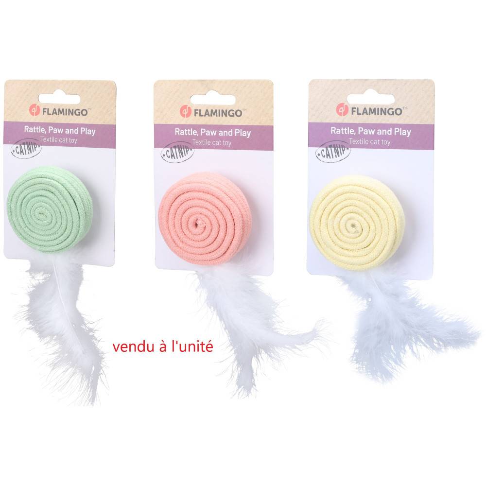 Jouet pour chat Poppy Disque plume , vert ou rose ou jaune, 15 cm. - Image 6