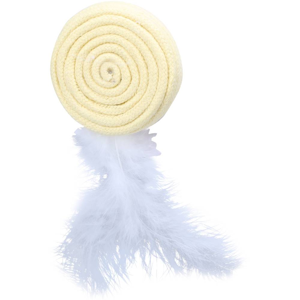Jouet pour chat Poppy Disque plume , vert ou rose ou jaune, 15 cm. - Image 4