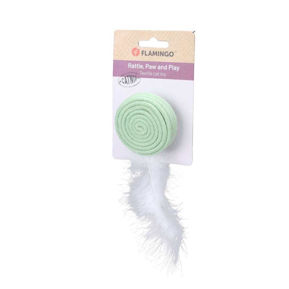 Jouet pour chat Poppy Disque plume , vert ou rose ou jaune, 15 cm. - Image 7