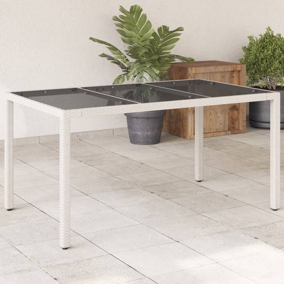 Table de jardin résine tressée verre blanc 150 x 90 x 75 cm - PANGIVO - Image 1