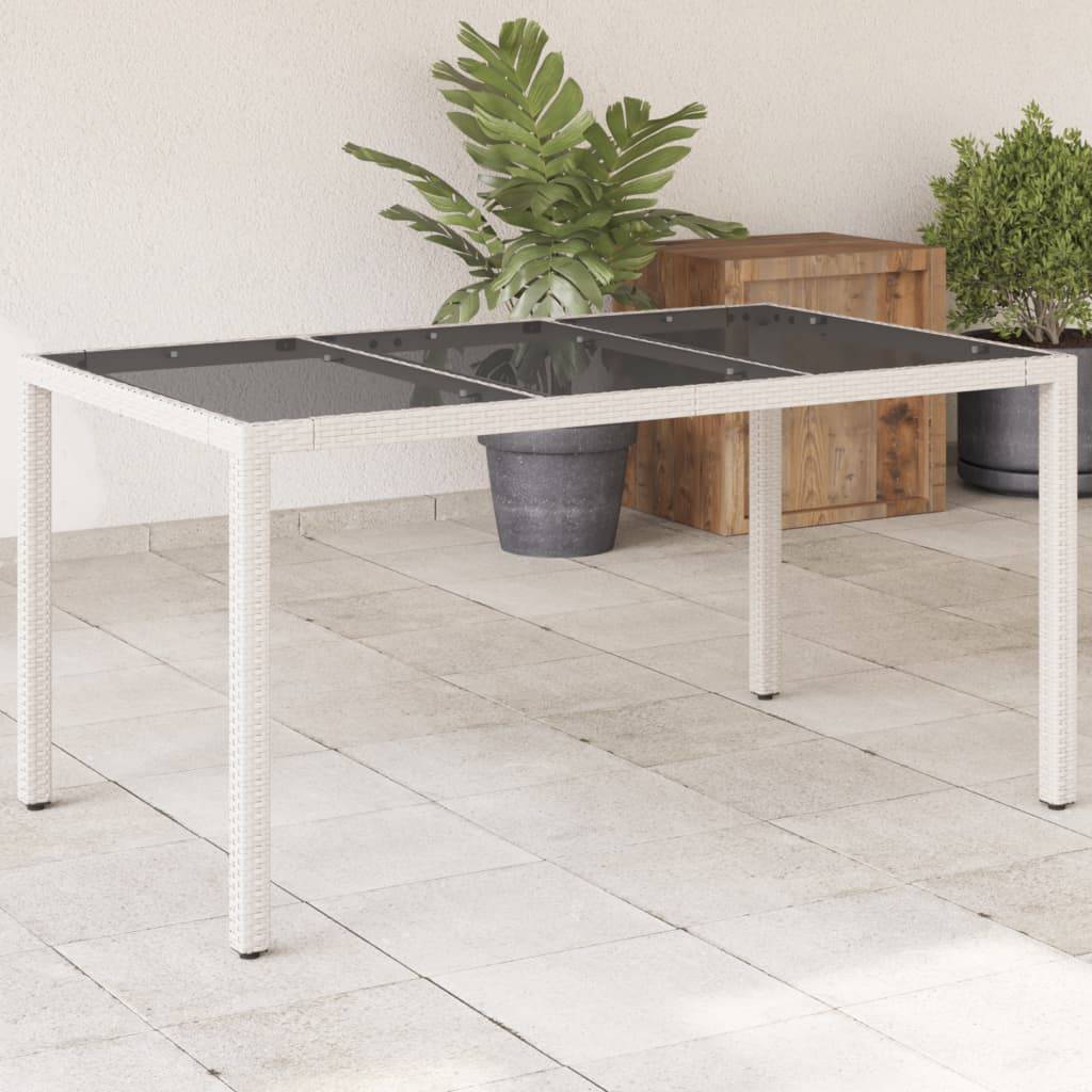 Table de jardin résine tressée verre blanc 150 x 90 x 75 cm - PANGIVO - Image 1