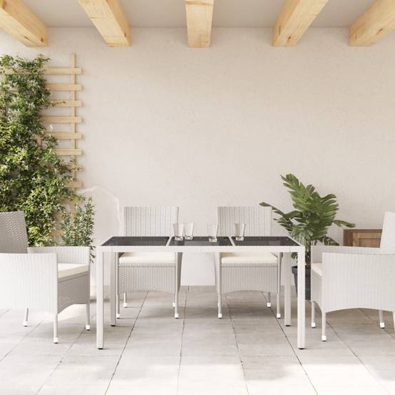 Table de jardin résine tressée verre blanc 150 x 90 x 75 cm - PANGIVO - Image 3