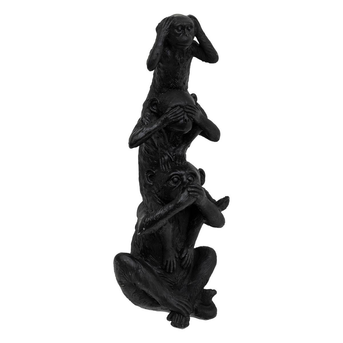 Objet déco 3 Singes de la Sagesse superposés en résine H 24.5 cm - Image 1