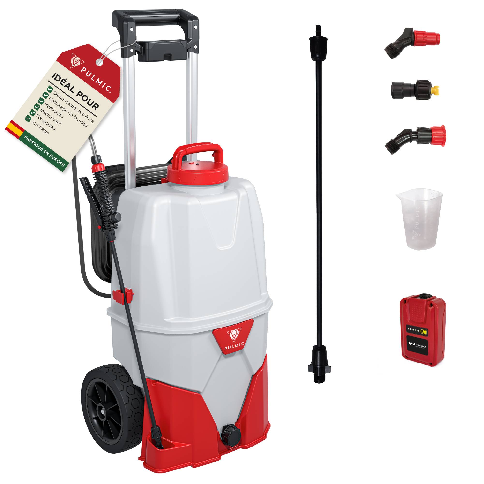Pulmic Take Control - PULMIC Pulvérisateur a Batterie 35L, 7h d'Autonomie, Pression Réglable jusqu'à 4 Bars, Pulvérisateur Toiture Longue Portée avec Tuyau de 6m