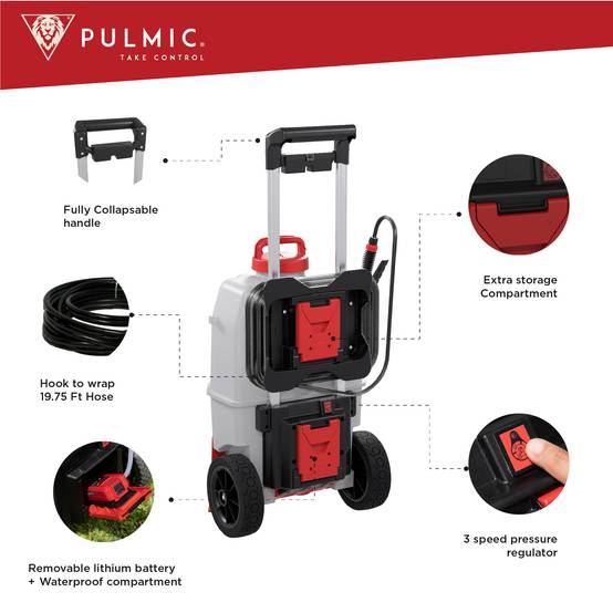 PULMIC Pulvérisateur a Batterie 35L, 7h d'Autonomie, Pression Réglable jusqu'à 4 Bars, Pulvérisateur Toiture Longue Portée avec Tuyau de 6m - Image 2
