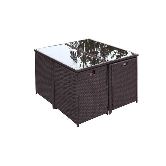 Salon de jardin encastrable Marron-Blanc 8 places FLORIDA Concept Usine - Image 1