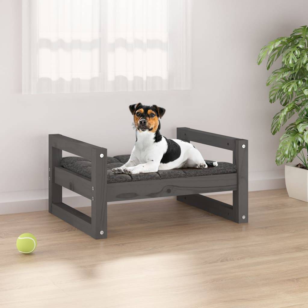 Vidaxl - Lit pour chien Gris 55,5x45,5x28 cm Bois de pin solide vidaXL 821469 - Imagen 1