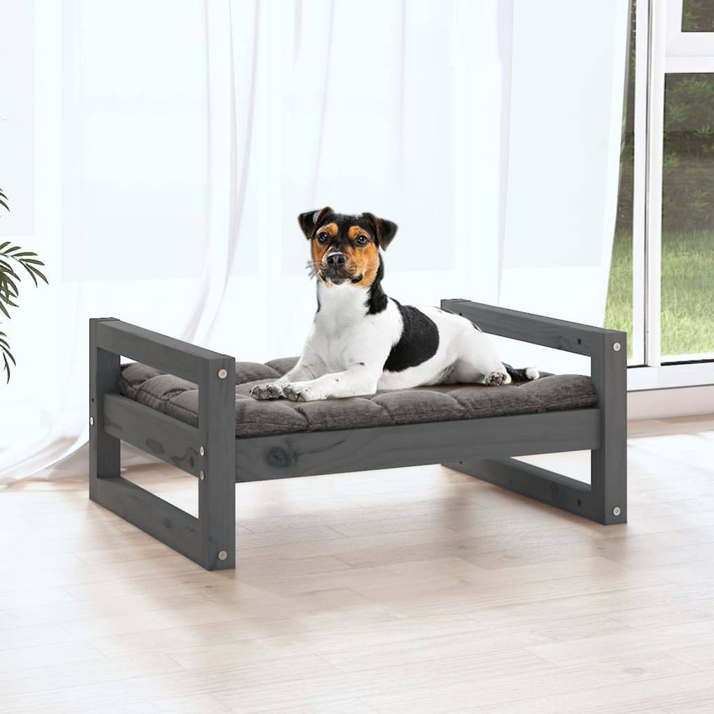 Vidaxl - Lit pour chien Gris 55,5x45,5x28 cm Bois de pin solide vidaXL 821469 - Imagen 4